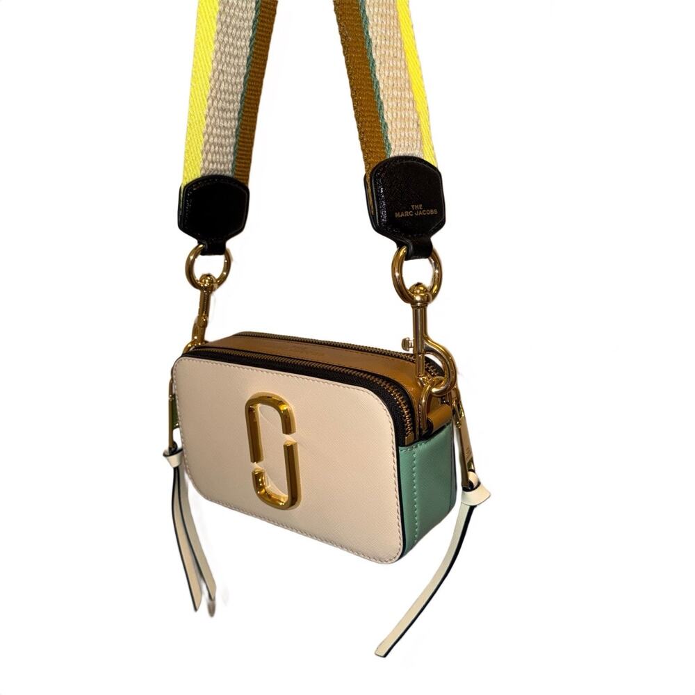 Marc Jacobs Snapshot Camera Bag Convertible w/ Two Straps Multi Colorblock Cream
